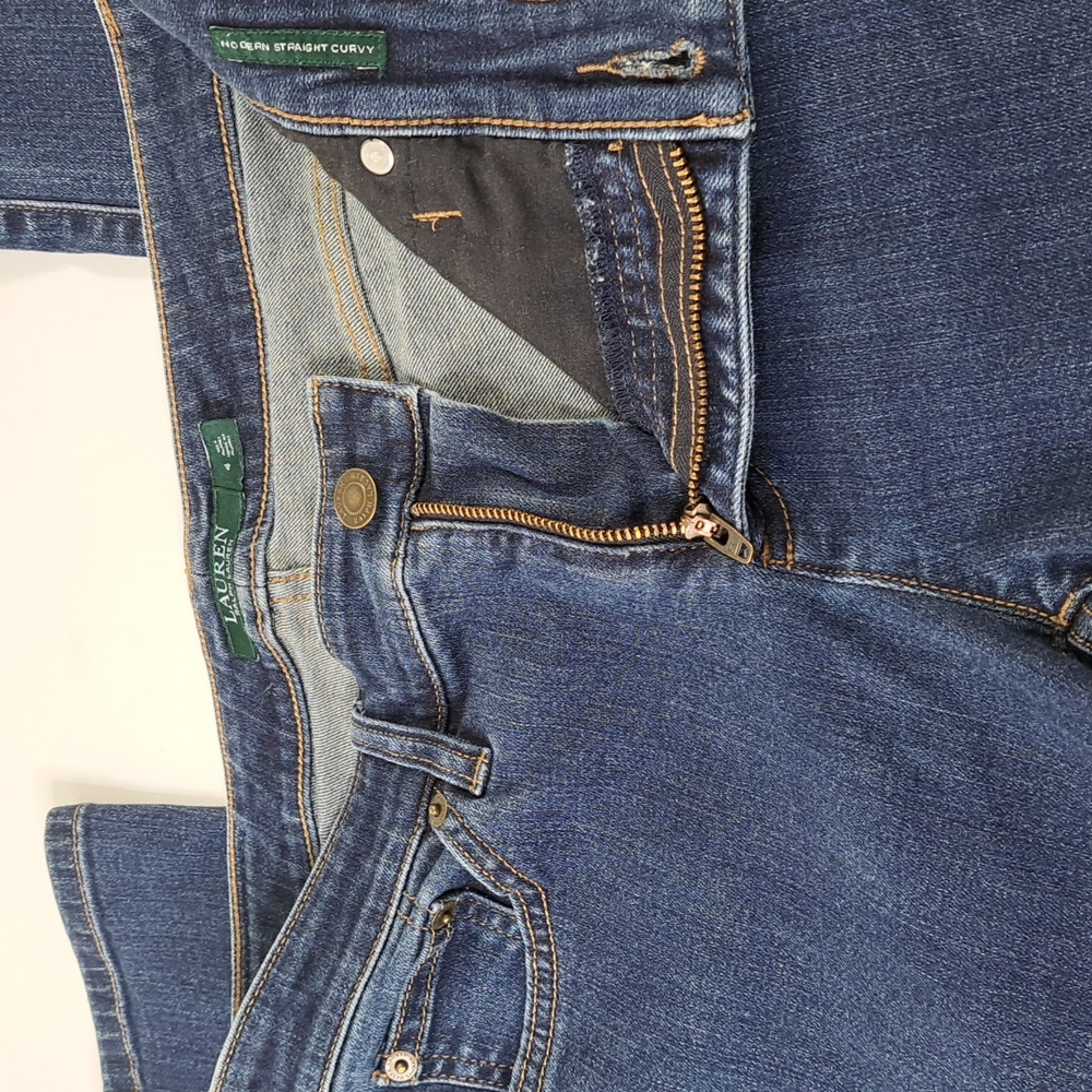 Lauren Ralph Lauren Modern Straight Curvy Blue Jeans Size 4 - Picture 8 of 17
